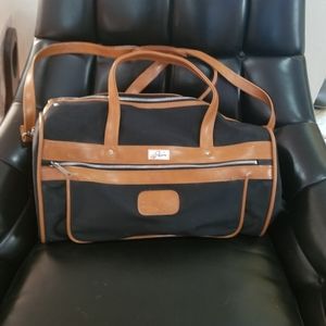 Vintage Skyway overnight duffle bag  60's 70's leather handles and accents